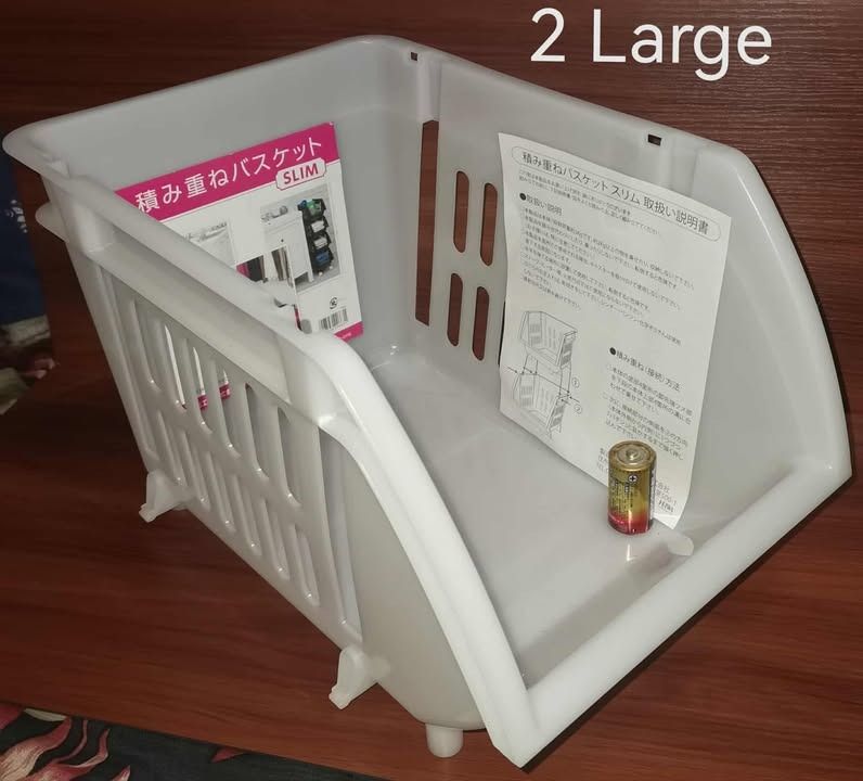 5 pcs Stackable Bins (Category: Storage Boxes & Baskets) located in Los Banos. Submitted by princessbotique (Listing ID 1395884812, Image 3). Description: 5 pcs Stackable Bins 2 Large 3 small Unused Like New from Japan See pix for price and details First come First Serve Please add shipping fee From Los Banos Laguna Meetups per arrangement MOP GCash first to pay basis No reservations No COD No checkout Pm if interested Please Like and Follow.