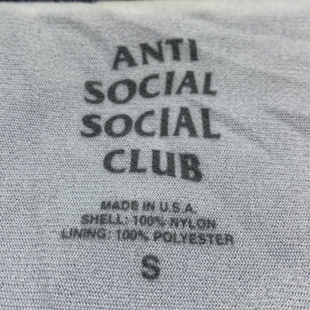 Anti Social Social Club - Coach Jacket (Category: Coats, Jackets and Outerwear) located in Manila. Submitted by oldthriftmanila (Listing ID 1395878596, Image 3). Description: Anti Social Social Club - Coach Jacket SIZE - SMALL CONDITION - 9/10 CHEST - 20” LENGTH - 25” SHOULDERS - 18” SLEEVE - 29” HEM - 21”.