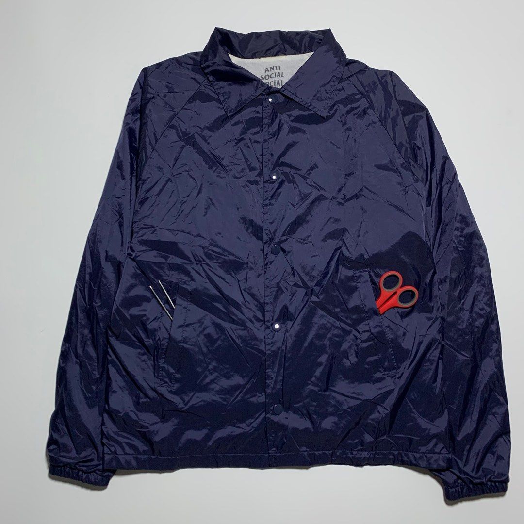 Anti Social Social Club - Coach Jacket (Category: Coats, Jackets and Outerwear) located in Manila. Submitted by oldthriftmanila (Listing ID 1395878596, Image 1). Description: Anti Social Social Club - Coach Jacket SIZE - SMALL CONDITION - 9/10 CHEST - 20” LENGTH - 25” SHOULDERS - 18” SLEEVE - 29” HEM - 21”.