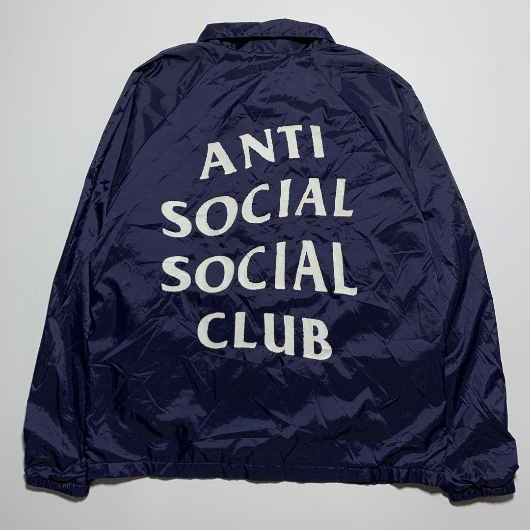 Anti Social Social Club - Coach Jacket (Category: Coats, Jackets and Outerwear) located in Manila. Submitted by oldthriftmanila (Listing ID 1395878596, Image 2). Description: Anti Social Social Club - Coach Jacket SIZE - SMALL CONDITION - 9/10 CHEST - 20” LENGTH - 25” SHOULDERS - 18” SLEEVE - 29” HEM - 21”.