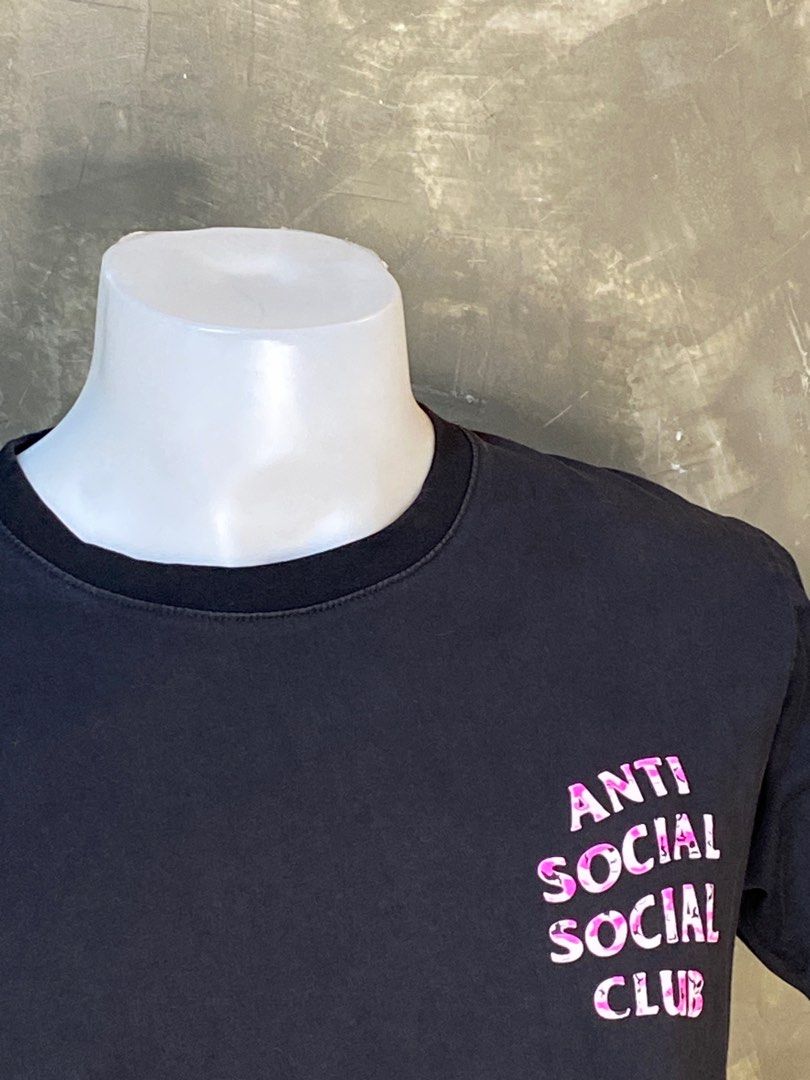 Anti Social Social Club Black Tee (Category: Tshirts & Polo Shirts ) located in Angeles City. Submitted by beracahstitchesxwears (Listing ID 1395883937, Image 3). Description: - Anti Social Social Club t-shirt - Color: Black - Size: S (19x24.5 inch) - Design: Pink and white floral logo on the back - Style: Crew neck, short sleeves - Flaws: Minimal Discoloration - Condition: 9/10.