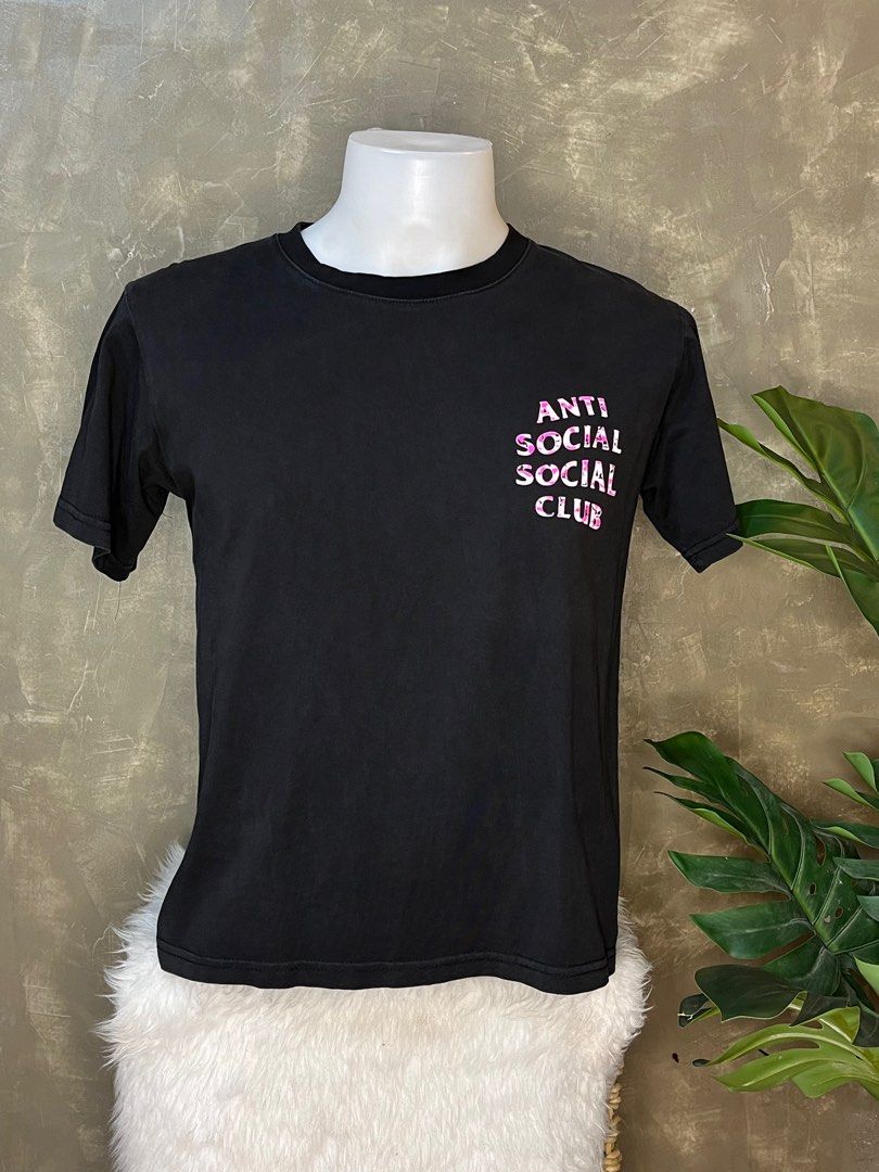 Anti Social Social Club Black Tee (Category: Tshirts & Polo Shirts ) located in Angeles City. Submitted by beracahstitchesxwears (Listing ID 1395883937, Image 1). Description: - Anti Social Social Club t-shirt - Color: Black - Size: S (19x24.5 inch) - Design: Pink and white floral logo on the back - Style: Crew neck, short sleeves - Flaws: Minimal Discoloration - Condition: 9/10.