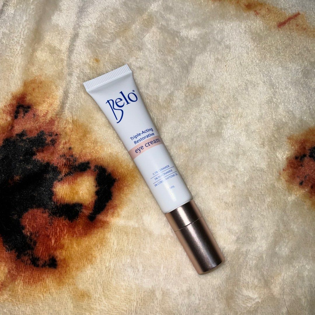 Belo Triple-Acting Restorative Eye Cream (Category: Face Care) located in Manila. Submitted by randomlyyoursph (Listing ID 1395903663, Image 3). Description: Reason for sale: Decluttering (in other word, madami na po me gamit, ayaw ko ma expired sila dahil tinatambak ko lang sila, gets?) THIS IS ORIGINAL, ORIGINAL TALAGA AS IN! SF NOT INCLUDED EXP: 2027 Info: A triple-acting restorative eye cream that fights signs of aging around the eye area. Wh