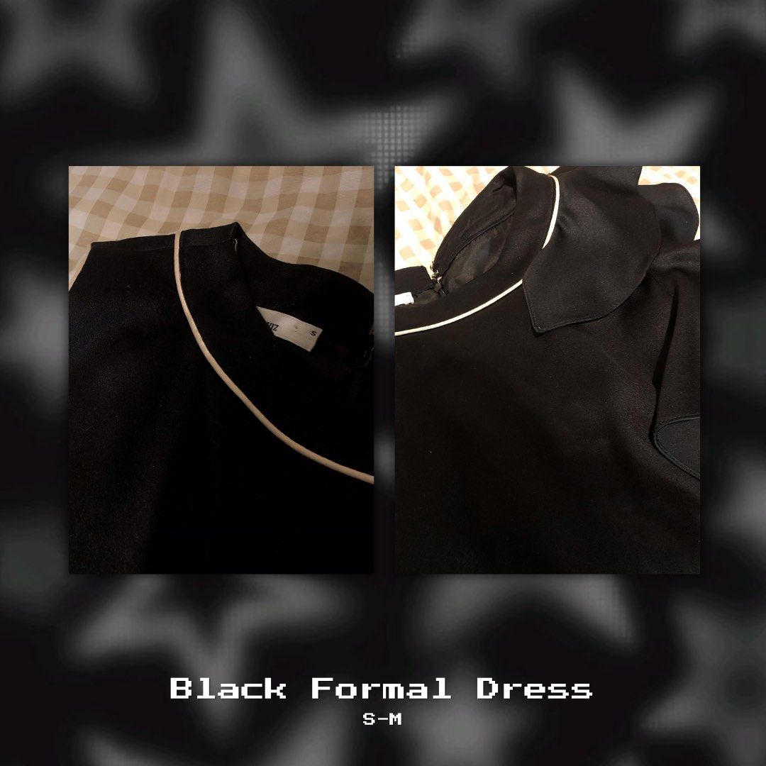 Black Formal Dress S-M (Category: Dresses) located in Quezon City. Submitted by k__kole (Listing ID 1395775736, Image 2). Description: - Black formal dress - Size: S-M - Classic design - Flattering silhouette - Unique shoulder detail - Subtle white trim - Perfect for special occasions - Versatile addition to your wardrobe.