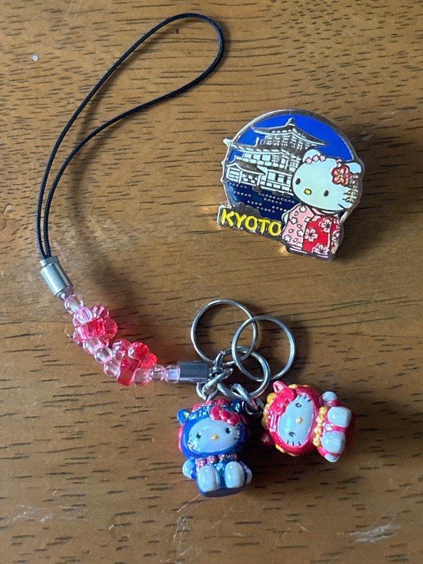 Bundle: Hello Kitty charm and pin Y 2001-2002 (Category: Character Goods) located in Calamba. Submitted by cur8d (Listing ID 1395791408, Image 1). Description: .