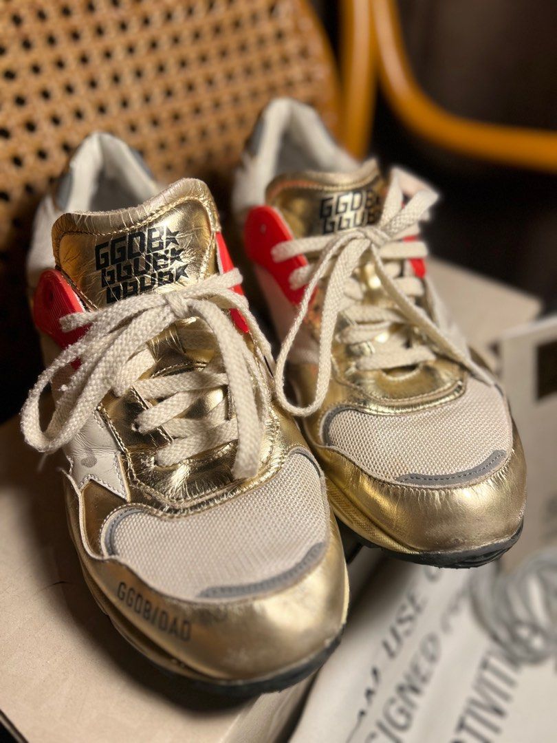GOLDEN GOOSE | DAD STAR RUNNING (Category: Sneakers) located in Pasig City. Submitted by curatedbywill (Listing ID 1395841158, Image 3). Description: 🔖 | Info: – AUTHENTIC Golden Goose Dad Star (running) – Authentic, bought in Barcelona, Spain 3 months ago during my Europe trip for 545 euros (approx. 35-38K++ PHP) – Comes with the Box, Dust bag, Original Shoe Lace, Passport, and the Golden Goose paper bag – Mesh and gold foiled leather with leat