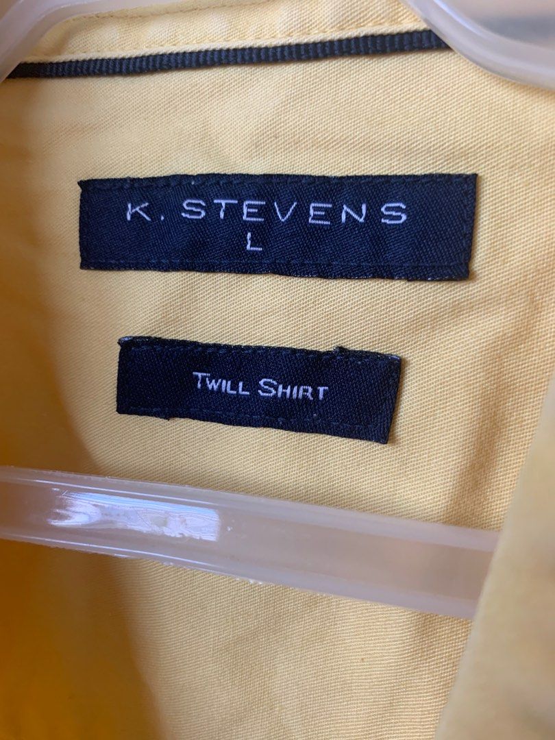 K. Stevens Twill Shirt - Yellow - Size L (Category: Shirts) located in Mandaluyong City. Submitted by cmeshop (Listing ID 1395797672, Image 2). Description: - K. Stevens twill shirt - Color: Yellow - Size: L - Features: Button-down front, chest pocket, long sleeves, classic collar - Fabric: Twill.