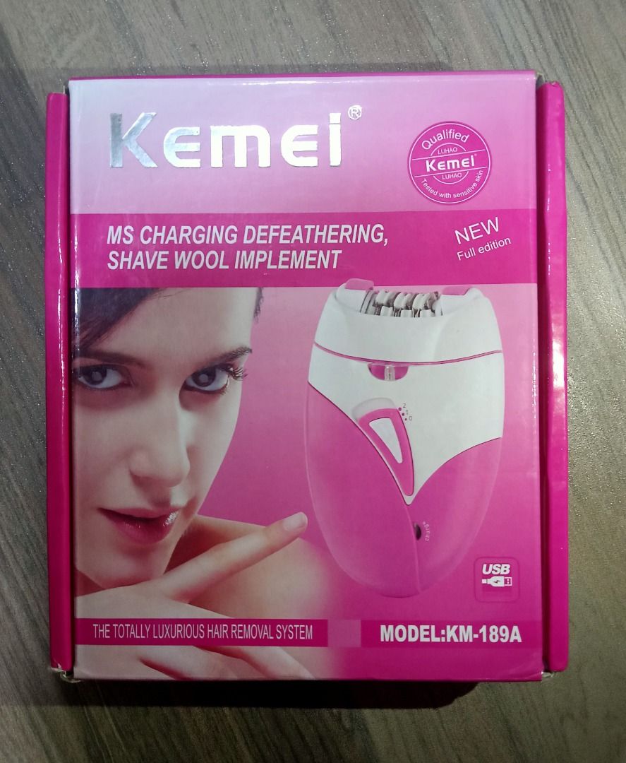 Kemei KM-189A Epilator (Category: Hair Removal) located in Marikina City. Submitted by songsongxzs (Listing ID 1395862381, Image 1). Description: ‼️KEMEI EPILATOR HAIR REMOVAL FOR SALE‼️ (Used but not abused) RFS: No longer used, hindi na prefer gamitin DESCRIPTION: - Good as new (6 times lang nagamit) - Kemei KM-189A Epilator for hair removal - Features MS charging - Two speed settings - Includes a shave wool implement - Active massaging system 