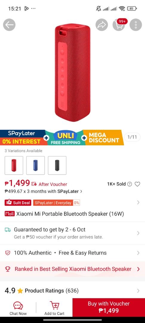 MI PORTABLE SPEAKER RED 16WATTS (Category: Other Gadgets) located in Makati City. Submitted by nthy06 (Listing ID 1395805156, Image 1). Description: MI PORTABLE BLUETOOTH SPEAKER BRAND NEW CONDI 16 WATTS RED COLOR.