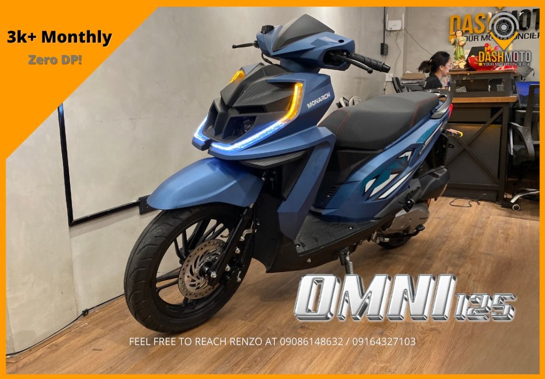 Omni 125 Matte Blue (Category: Motorbikes for Sale) located in Manila. Submitted by dashcarrpro (Listing ID 1395797761, Image 1). Description: ‼️Zero DP‼️ 🔸Digital panel 🔸Front disc brake 🔸Hazard switch 🔸Single rear shock 🔸LED lights 🔸Night Gray ✅3 years warranty ✅3 years LTO registration ✅Free TPL Insurance ✅Helmet, sweatshirt, toolset Contact numbers: 09086148632 / 09164327103 We are open Monday to Saturday, from 9AM to 5PM.