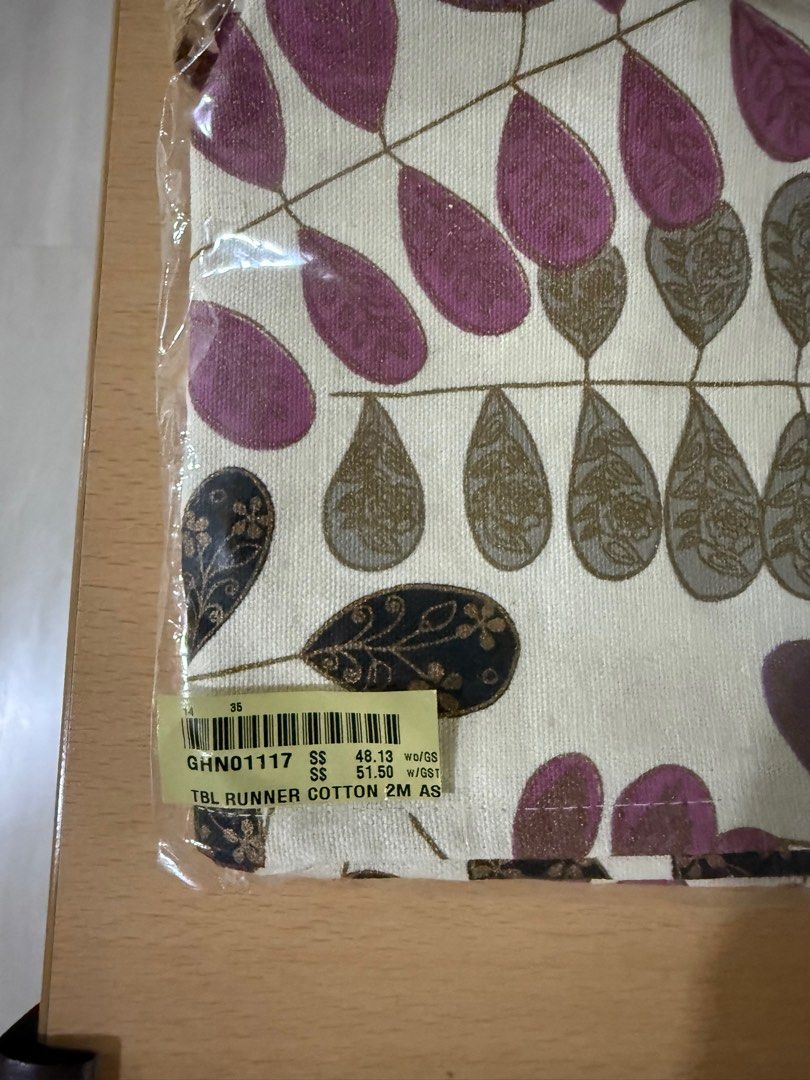 Table runner (Category: Other Home Decor) located in Singapore. Submitted by mimozza (Listing ID 1395909114, Image 3). Description: Brand new and still in original packaging Botanical motifs 2 m long Great as housewarming gift or for own use.