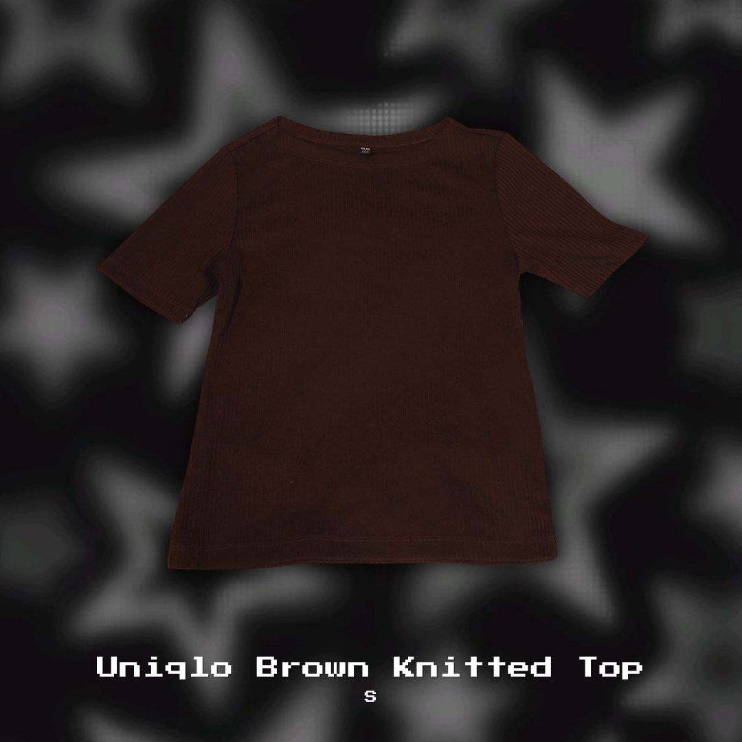 Uniqlo Brown Knitted Top - Size S (Category: Blouses) located in Quezon City. Submitted by k__kole (Listing ID 1395778214, Image 1). Description: - Uniqlo brown knitted top - Size: S - Features: Short sleeves, ribbed texture - Condition: Good - Style: Versatile, easy to pair - Perfect for: Simple and comfortable everyday wear.