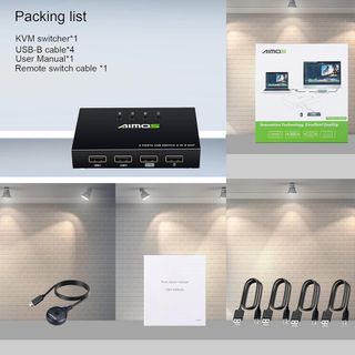 USB Switch Selector 4 Port, MLEEDA USB KVM Switcher 4 Computers Sharing 4 USB Devices Mouse Keyboard Printer Scanner, Wired Remote Button and 4 USB Cable Included ✨AIMOS 4 Port USB Switch64217836804865110