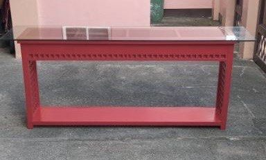 Used 7ft Long Wooden Console Table (Category: TV Consoles) located in Paranaque City. Submitted by turnintocash (Listing ID 1395920066, Image 1). Description: very good conditiom no chips no cracks on thick glass top length 7ft or 84 inches height 34.25 inches width 20 inches location - Paranaque payment- BPI or Gcash.