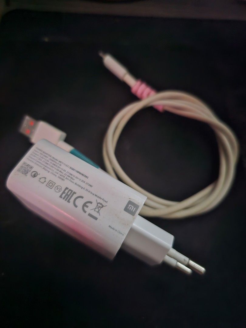 Xiaomi 33 watt charger (Category: Chargers & Cables) located in Quezon City. Submitted by john_cxena (Listing ID 1395854537, Image 1). Description: 33 watt charger original cable mi turbo charging came from poco f3 negotiable.