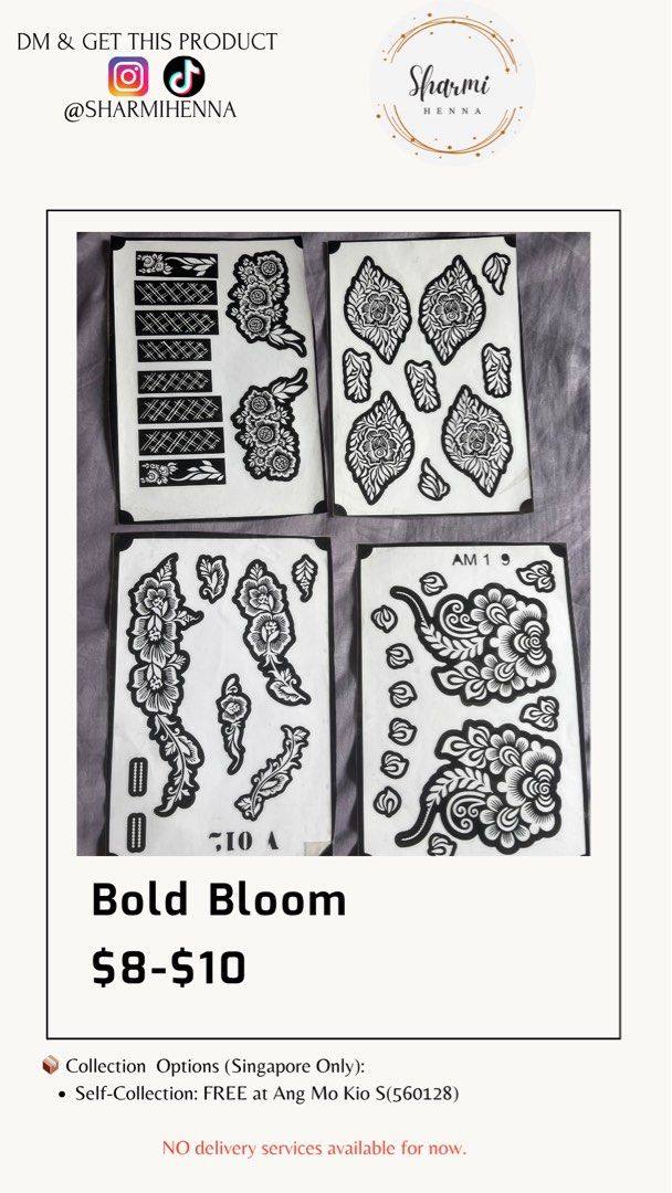 💥 DIY Henna Stencil - Bold Bloom (Statement Floral Design), Women's ...