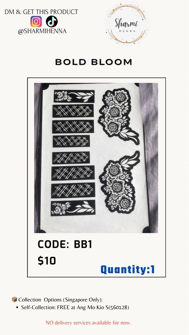 💥 DIY Henna Stencil - Bold Bloom (Statement Floral Design), Women's ...