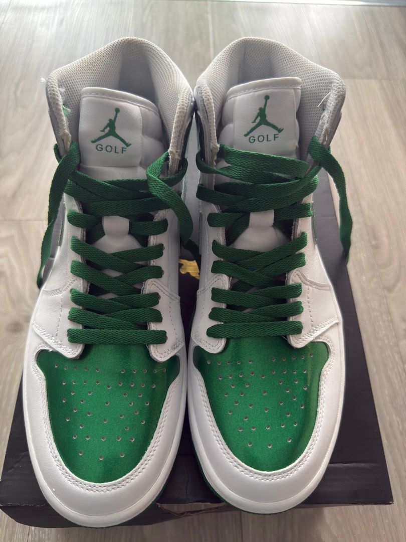 green and white jordan golf shoes