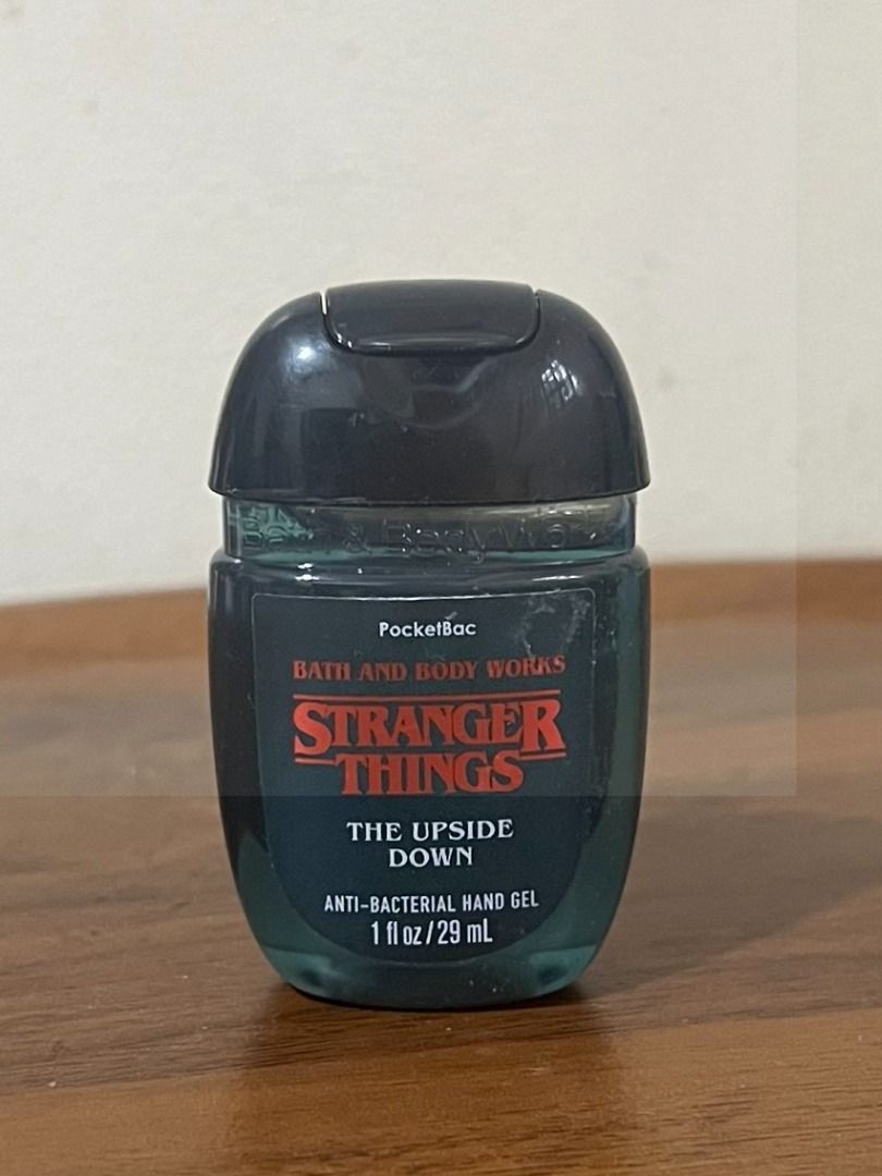 BBW x Stranger Things - The Upside Down PocketBac Hand Sanitizer (Category: Hands & Nails) located in San Pedro. Submitted by cherelune (Listing ID 1397467065, Image 1). Description: 1 fl.oz. / 29mL BNEW Bundle Offer: Get this for only P100 when purchased together with a BBW X Stranger Things PocketBac holder! Authentic Limited edition Bath and Body Works X Stranger Things collab (Wave 2) The Upside Down with notes of mossy stone, smokey birch tr