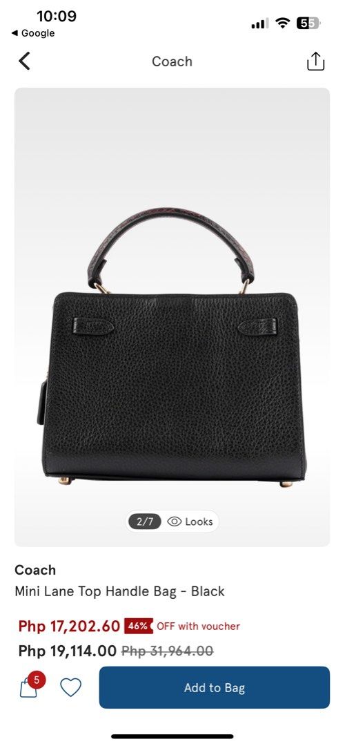 Coach Mini lane top handle (Category: Luxury Bags & Wallets) located in Paranaque City. Submitted by abbygurl317 (Listing ID 1397431150, Image 2). Description: brand new with tags Coach mini lane top handle Original Ready to ship SF c/o buyer 📌First 3 pics not mine. Used only for reference. No copyright or infringement intended Accepts GCash Maya and Bank payments .