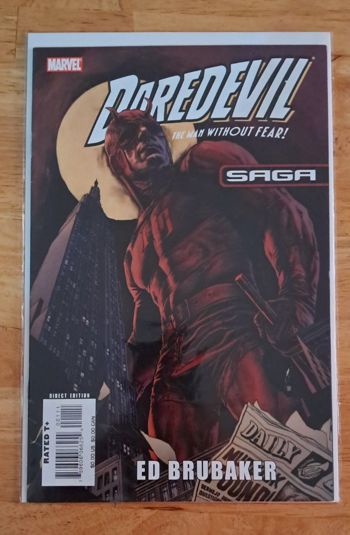 Daredevil: The Man Without Fear Comic Book (Category: Comics & Manga) located in Quezon City. Submitted by ernestamaru2 (Listing ID 1397537343, Image 1). Description: - Daredevil comic book - Featuring Ed Brubaker - Cover art: Daredevil in red suit, cityscape background - Direct edition - Part of the Saga series - Marvel logo present.