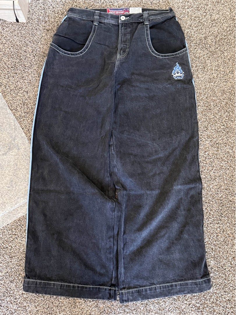 JNCO Big Crowns (Category: Jeans) located in Cabuyao City. Submitted by lackingly (Listing ID 1397475800, Image 2). Description: JNCO Big Crowns Tigerrep for pre order - 6,500 php shipping fee est. 2,500-3,000 item price 53 USD = 3000 tax & fees 600 comission 400 can also do pre orders for his other stuff dm me for inquiries tags: jnco jnco vintage 90s jnco big crowns kangaroo wideleg baggy pants southpole size 50 baggy wideleg jnco godzilla affl