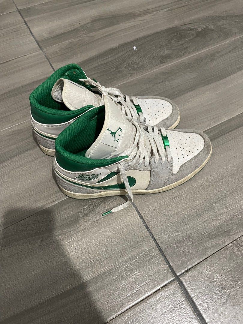 Jordan 1 Mid Grey Green (Category: Sneakers) located in Manila. Submitted by _jerome (Listing ID 1397513721, Image 2). Description: Jordan 1 Mid Grey Green Size US 9 Bought it way back 2021 from Yolo Mnl Rfs: i don’t use it anymore Need cleaning, comes with box.