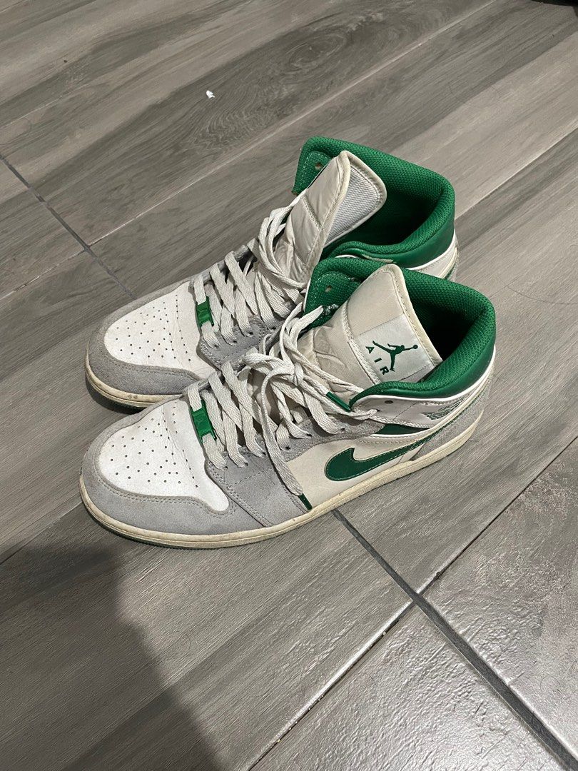 Jordan 1 Mid Grey Green (Category: Sneakers) located in Manila. Submitted by _jerome (Listing ID 1397513721, Image 1). Description: Jordan 1 Mid Grey Green Size US 9 Bought it way back 2021 from Yolo Mnl Rfs: i don’t use it anymore Need cleaning, comes with box.