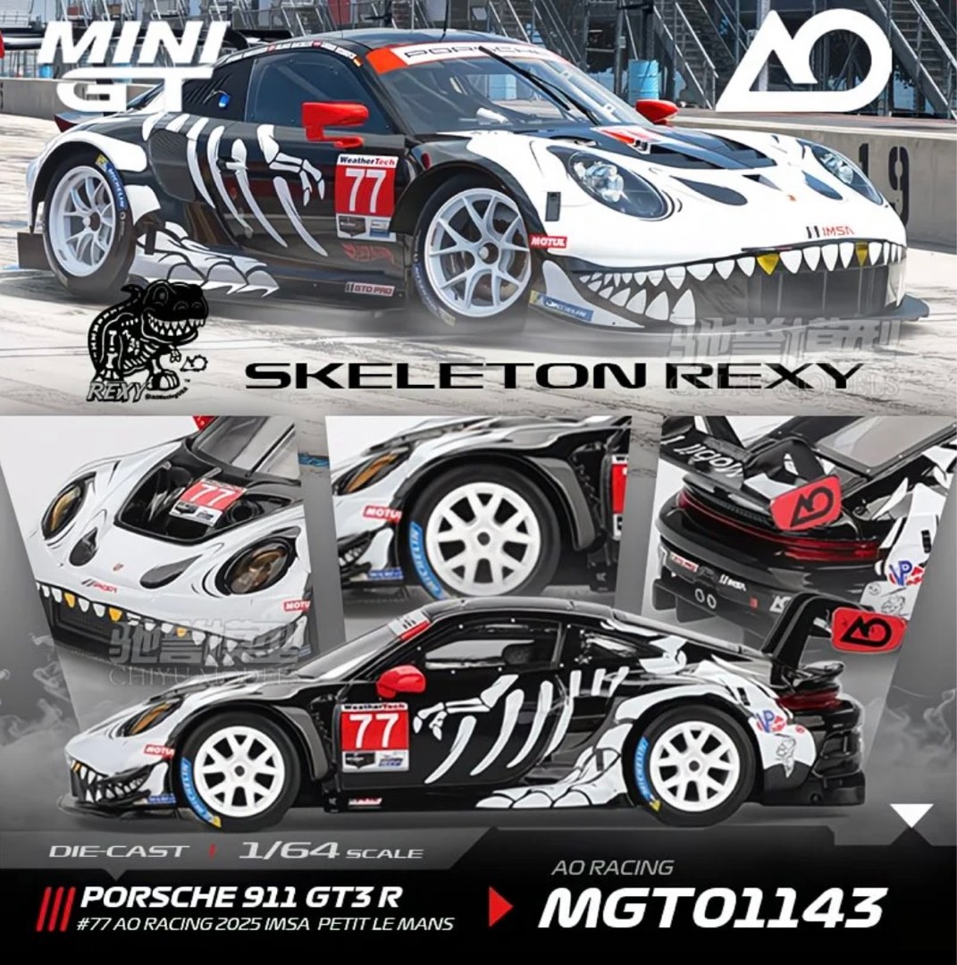 MINIGT 1:64 保時捷 911 GT3 R #77 AO 化骨龍 #1143 MINIGT 1:64 蘭博基尼Huracán GT ...