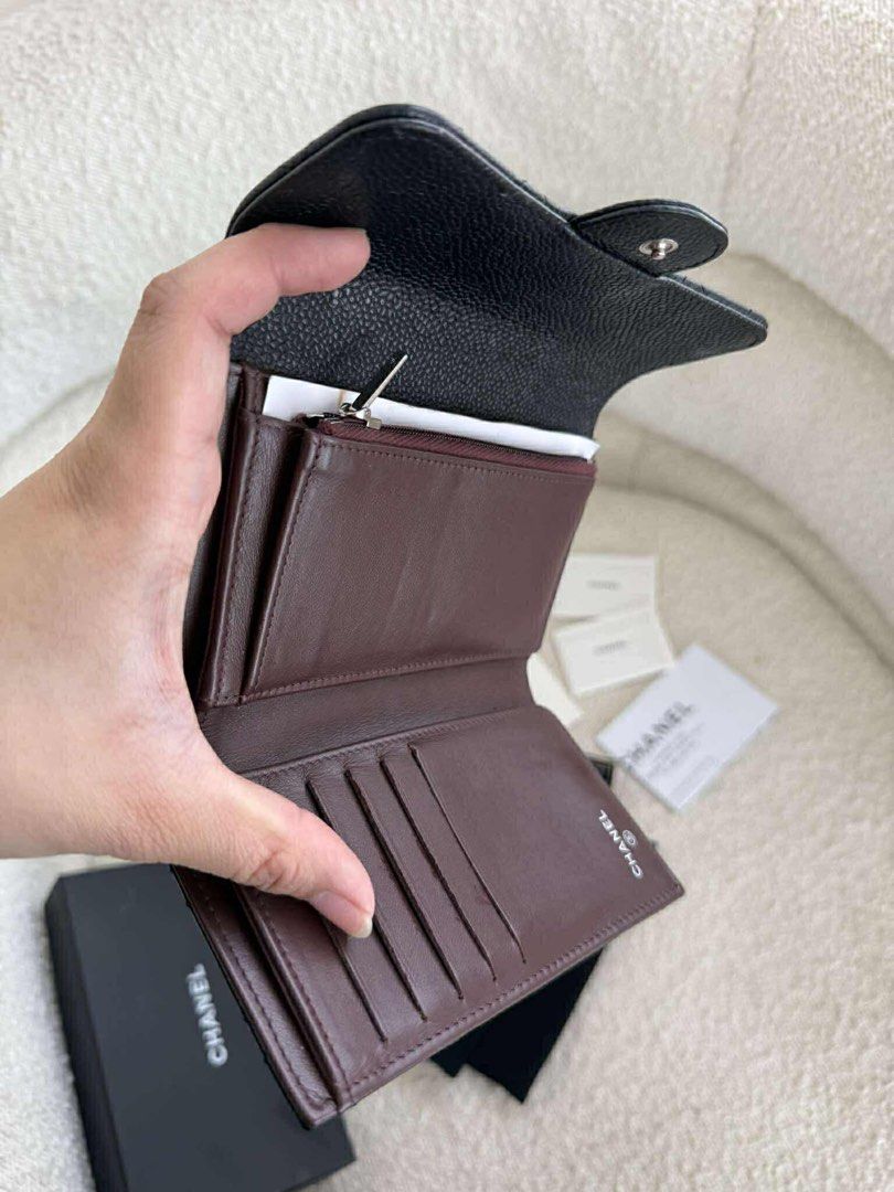 Trifold chanel caviar wallet in medium size (Category: Luxury Bags & Wallets) located in Manila. Submitted by beaumontandco (Listing ID 1397561219, Image 3). Description: Complete inclusions Full set With box Dustbag Care cards Receipt Entrupy.