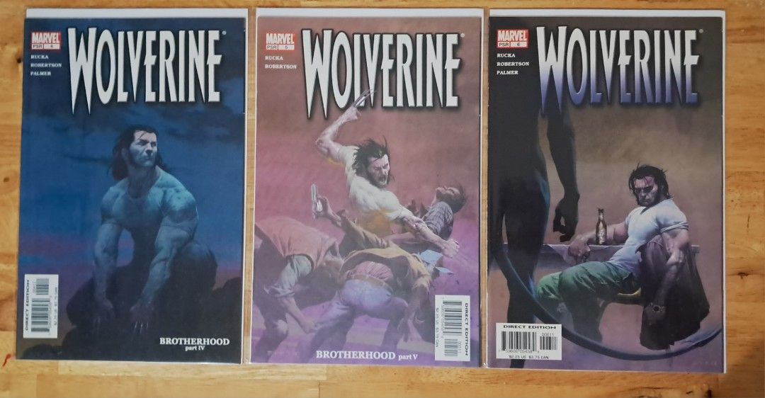 Wolverine Comic Book Set (Category: Comics & Manga) located in Quezon City. Submitted by ernestamaru2 (Listing ID 1397536852, Image 2). Description: - Wolverine comic book set.issues 1 to 9 - Includes issues from the Brotherhood and Coyote Crossing series. - Features various Wolverine illustrations. - Showcases different scenes and poses. - Each comic book displays the Marvel Comics logo. - Issues are numbered..