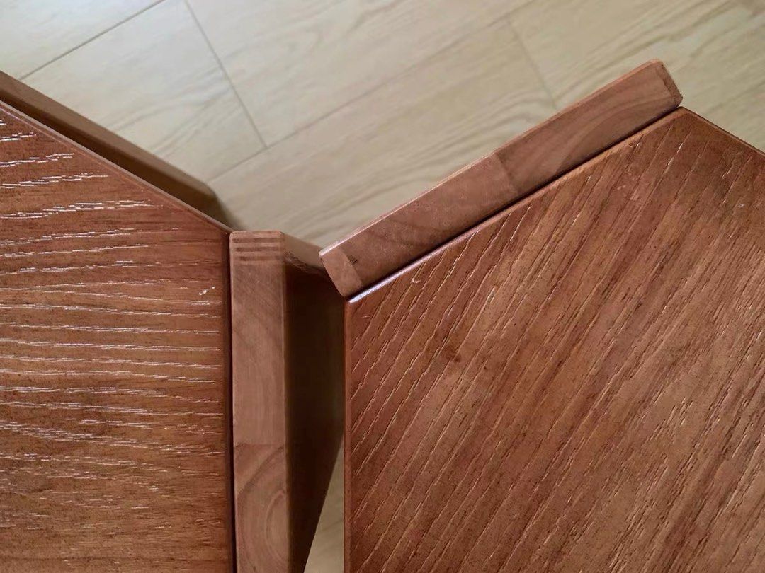 Wooden Hexagonal stackable stools *2 side table (Category: Chairs) located in Singapore. Submitted by whoopss (Listing ID 1397569135, Image 2). Description: Stylish solid wooden stools with a unique hexagonal design. Two ways to stack. Compact stack takes little space to store. Elevated stack can be used as a stand or a side table. The stool is sturdy and well-crafted, adding a touch of elegance to any room. Dimensions of single stool: 32cm x 43c
