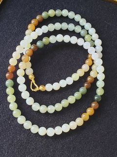 天然和田玉頸鏈項鏈6mm長鏈64CM珠圓玉潤秋冬美拉德高級配色絕美配色64233370263041110