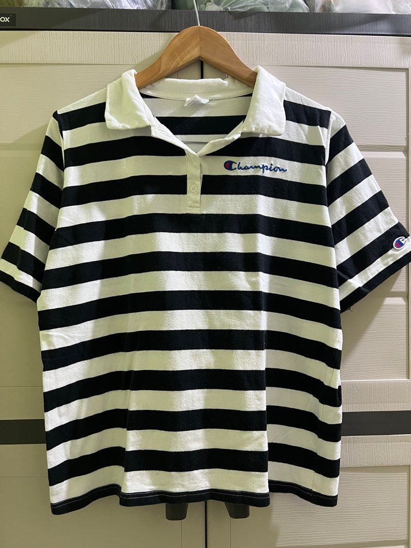 Auth Champion stripe tshirt (unisex) (Category: Tshirts & Polo Shirts ) located in Muntinlupa City. Submitted by eyaaaaaaaah (Listing ID 1397706141, Image 1). Description: May washable stain please see last pic.