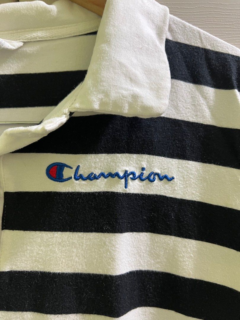 Auth Champion stripe tshirt (unisex) (Category: Tshirts & Polo Shirts ) located in Muntinlupa City. Submitted by eyaaaaaaaah (Listing ID 1397706141, Image 2). Description: May washable stain please see last pic.