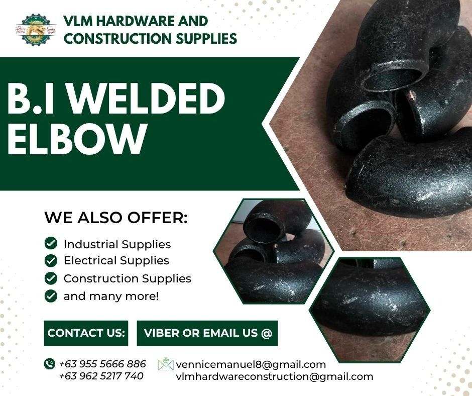 B.I Welded Elbow (Category: Construction Tools & Equipment) located in Manila. Submitted by vlmhardwarevennice (Listing ID 1331938925, Image 1). Description: VLM Hardware and Construction Supplies Message and get a quote now! 📍 KGV Building, 892 Bayan Luma 9 City of Imus, Cavite Satellite office at manila.