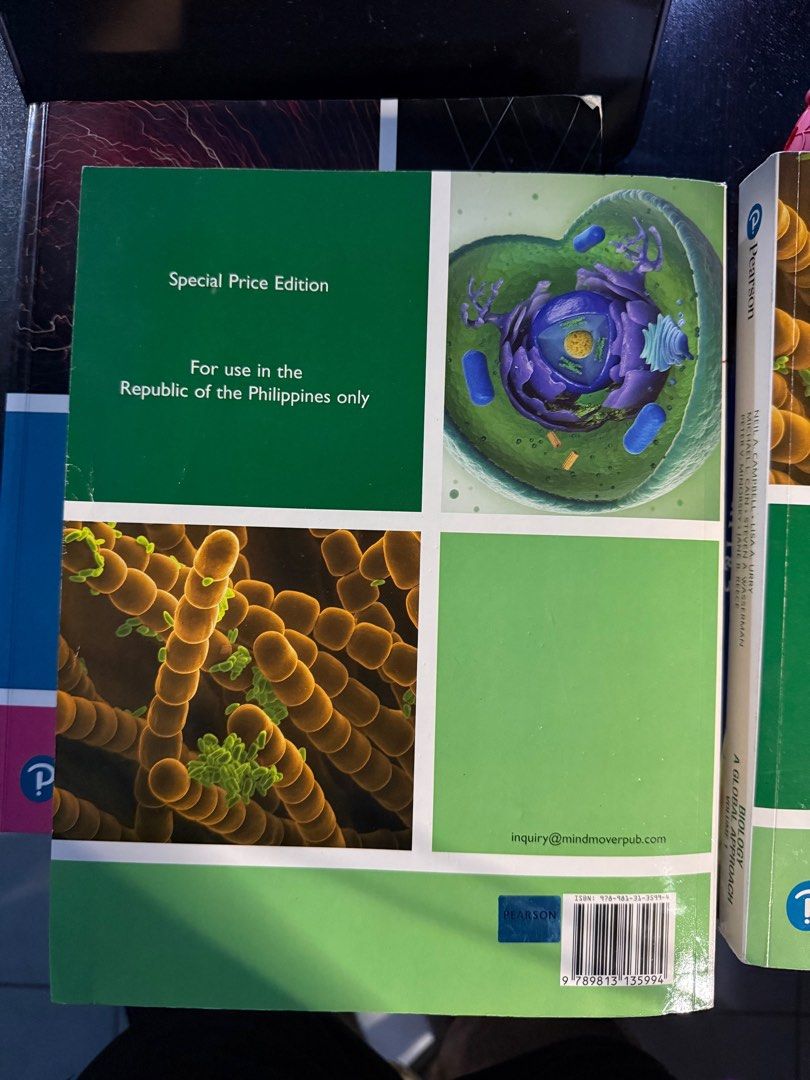 Biology: A Global Approach Volume 1&2 Eleventh Edition (Category: Textbooks) located in Trece Martires City. Submitted by yannyseth (Listing ID 1397745200, Image 3). Description: - Condition of Book 1, Cover has some fold marks. - NO HIGHLIGHTS, NO Annotations (Almost not Used) - Biology: A Global Approach Volume 1&2, Eleventh Edition - Published by Pearson - Special Price Edition for the Philippines - Features images of cells and microorganisms.