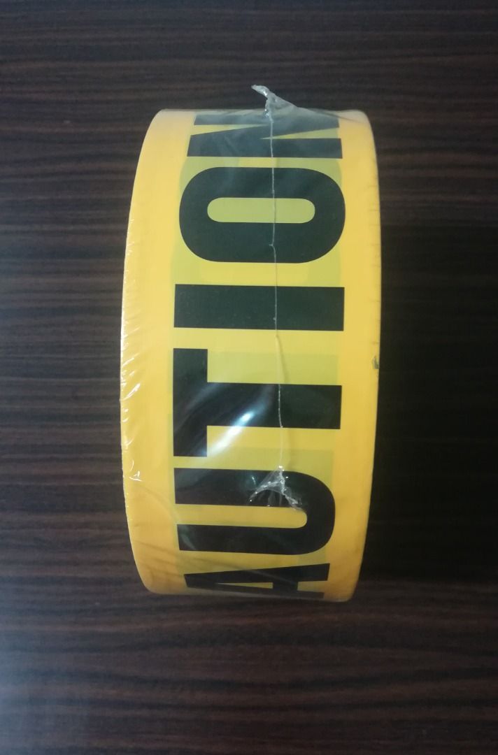 Caution Tape 3" x 500m Yellow/Black (Category: Construction Tools & Equipment) located in Manila. Submitted by toplen (Listing ID 1397612306, Image 3). Description: Size: 500m Color: Yellow Non-adhesive Waterproof Brightly visible attracts attention of passersby. Bold "caution" message ensures that the warning is clear. Use for construction areas, landscaping and roadwork. Waterproof & Durable.