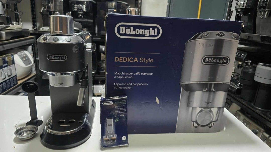 Delonghi Dedica Espresso Machine (Category: Coffee Machines & Makers) located in Rizal. Submitted by souththrift_taytay (Listing ID 1397666892, Image 3). Description: Delonghi Dedica Espresso Machine Australia mall pull out Used as display unit No issue 220V Inclusion Box 2 Filter cup Portafilter Spoon and tamper 10k.