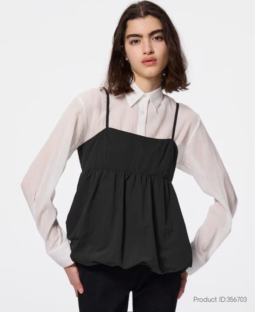 GU Black Bubble Hem Camisole size xs (Category: Sleeveless) located in Manila. Submitted by nichisells (Listing ID 1397699991, Image 2). Description: NEVER WORN, WASHED ONLY Doesnt come with tags na BOUGHT FROM JAPAN DM FOR MORE PICS NO WHEN WORN .