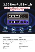 Hisource 4 8 Port 2.5G Ethernet Switch None POE Network Switch with 1*10G SFP Port for  IP Camera/CCTV Security64183400222851110