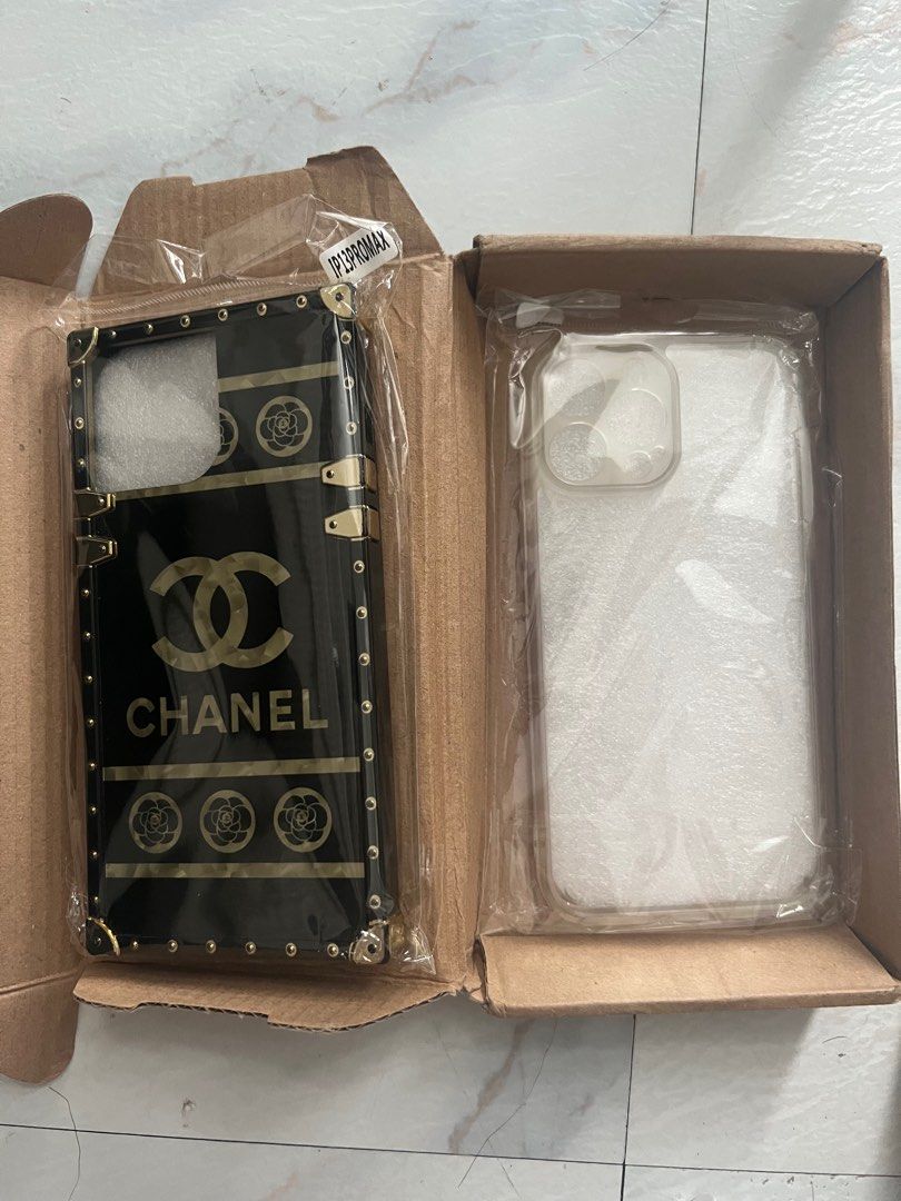 Iphone 13 promax cases: Chanel inspired + Clear Transparent case (Category: Cases & Sleeves) located in Quezon City. Submitted by nxdeclutters (Listing ID 1397643466, Image 1). Description: RFS: decluttering.