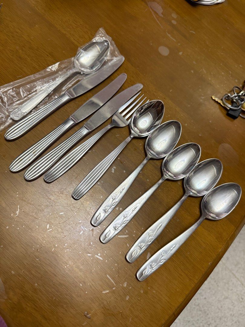 Noritake Stainless steel Cutlery Set (Category: Dinnerware & Cutlery) located in Pilar. Submitted by faveanyshop (Listing ID 1397706478, Image 2). Description: - Noritake Cutlery Stainless set - Includes knives, forks, and spoons - Floral design on spoon handles - Made of stainless steel - Ideal for small families or individual use - Suitable for everyday meals and special occasions.