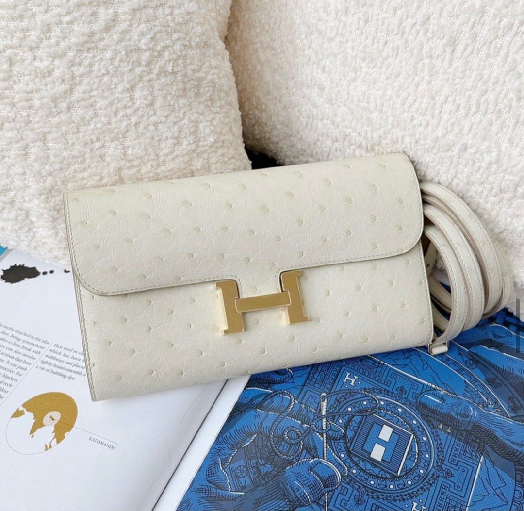 NEW Hermes Constance To Go Ostrich Beton Ghw, Luxury, Bags