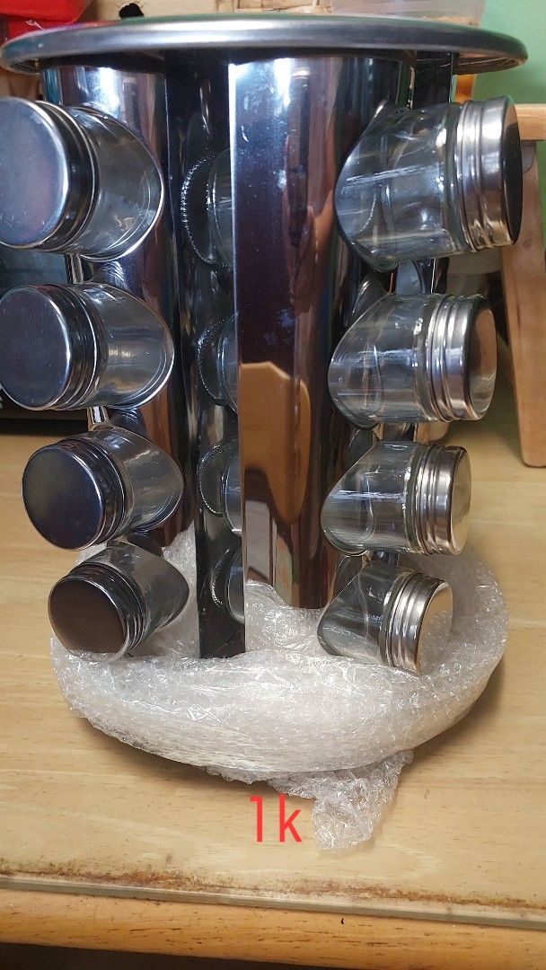 Parini 17-pc Stainless Steel Carousel Spice Rack (Category: Food Organization & Storage) located in Manila. Submitted by tinacsison58 (Listing ID 1397776358, Image 2). Description: For sale! brand new and slightly used Oven Toaster Spice rack carousel juicer.