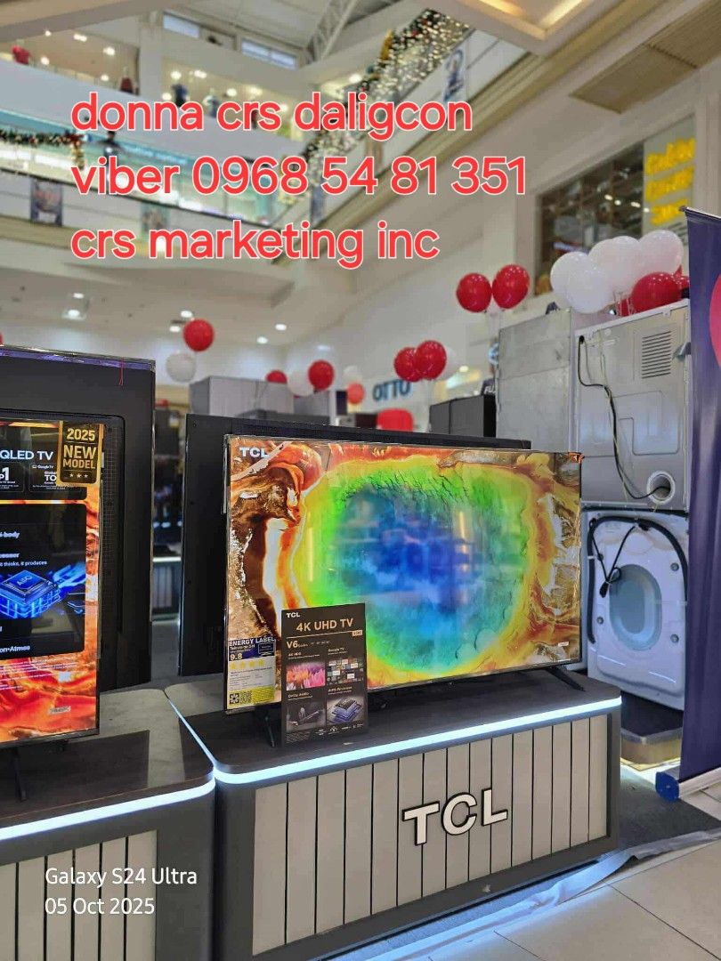 Tcl google tv (Category: TV) located in Manila. Submitted by donnasagao03665 (Listing ID 1397695044, Image 1). Description: 🟨 TCL GOOGLE TV 2025 MODEL 43S5K 40S5K 32S5K QLED FHD 75P6K 4K UHD 43V6B 50V6B 55P635 65V6B 🟨 FHD ANDROID TV QLED 32S5K - 10,500 40S5K - 13,000 42S5K - 14,700 4K UHD 75P6K - 40,400 4K UHD V6B 43V6B - 16,500 50V6B - 18,400 65V6B - 30,200 55P635 - 18,800 PRICE MAY CHANGE WITHOUT PRIOR NOTICE BRANDNEW AND SEALED TCL HOME SERV