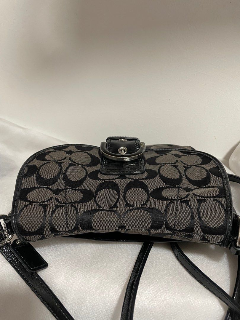 Authentic Coach Signature Soho flap (Category: Luxury Bags & Wallets) located in Guiguinto. Submitted by prelovedinc2024 (Listing ID 1397777749, Image 3). Description: guaranteed authentic, bought in Japan with signs of use - creases silver hardwares - no tarnish no rubs, no cracks size: approx: 9x7”.