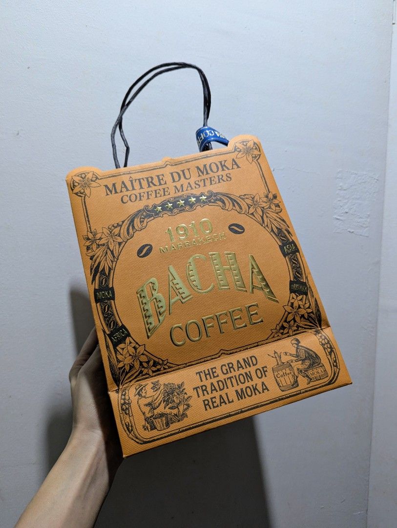 Bacha Coffee Paperbag only (Category: Beverages) located in Davao. Submitted by betty_2013 (Listing ID 1397922582, Image 2). Description: original Bacha Coffee Paperbag only bought from Singapore airport crisp. no damage..