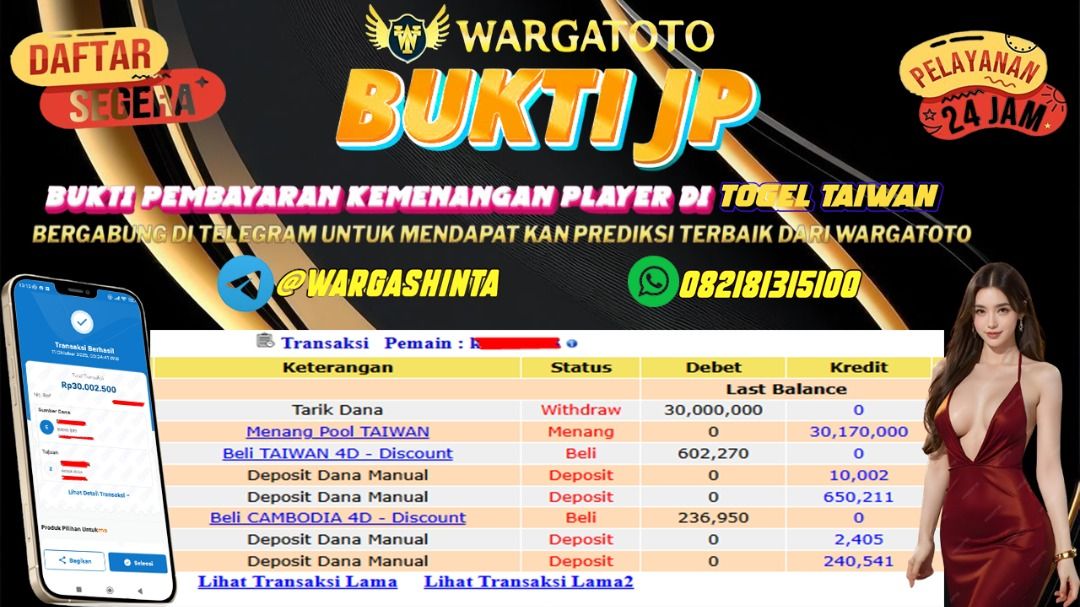 BUKTI JACKPOT WARGATOTO 11 OKTOBER 2025 (Category: Electrical, Lighting & Wiring) located in Jakarta Barat. Submitted by wargatoto_official (Listing ID 1397853578, Image 1). Description: BUKTI JACKPOT WARGATOTO 10 - 11 OKTOBER 2025 🎯 Bukti Kemenangan Terbaru PASARAN TAIWAN di WARGATOTO! 🎯 Hari ini salah satu member setia dengan ID : k*****02 kembali mencatatkan kemenangan besar di PASARAN TAIWAN, dengan total WD Rp30.000.000,- 💥 Proses pencair
