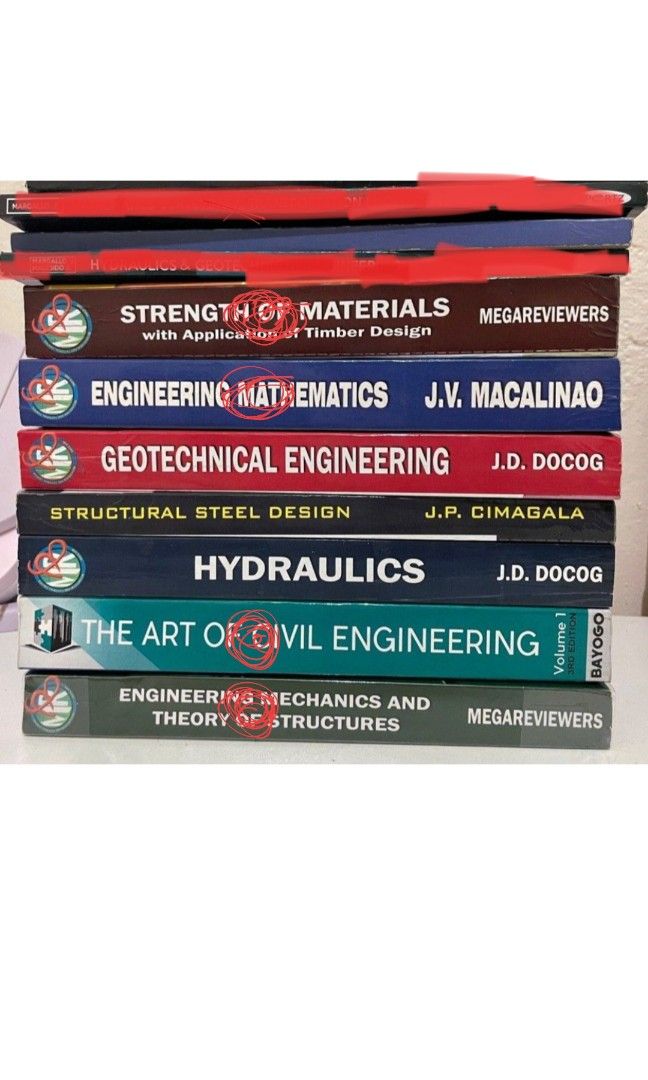 Civil Engineering Board Exam Reviewer Books (Category: Textbooks) located in Manila. Submitted by jptwenty (Listing ID 1396090341, Image 1). Description: - Civil Engineering Board Exam Reviewer books - Includes titles like: Design and Construction, Surveying, Structural Analysis, and Mega Review Books (Geotech, STEEL, Hydraulics) - Perfect for Civil Engineering board exam preparation. - Various editions and authors available. - Please inquire for